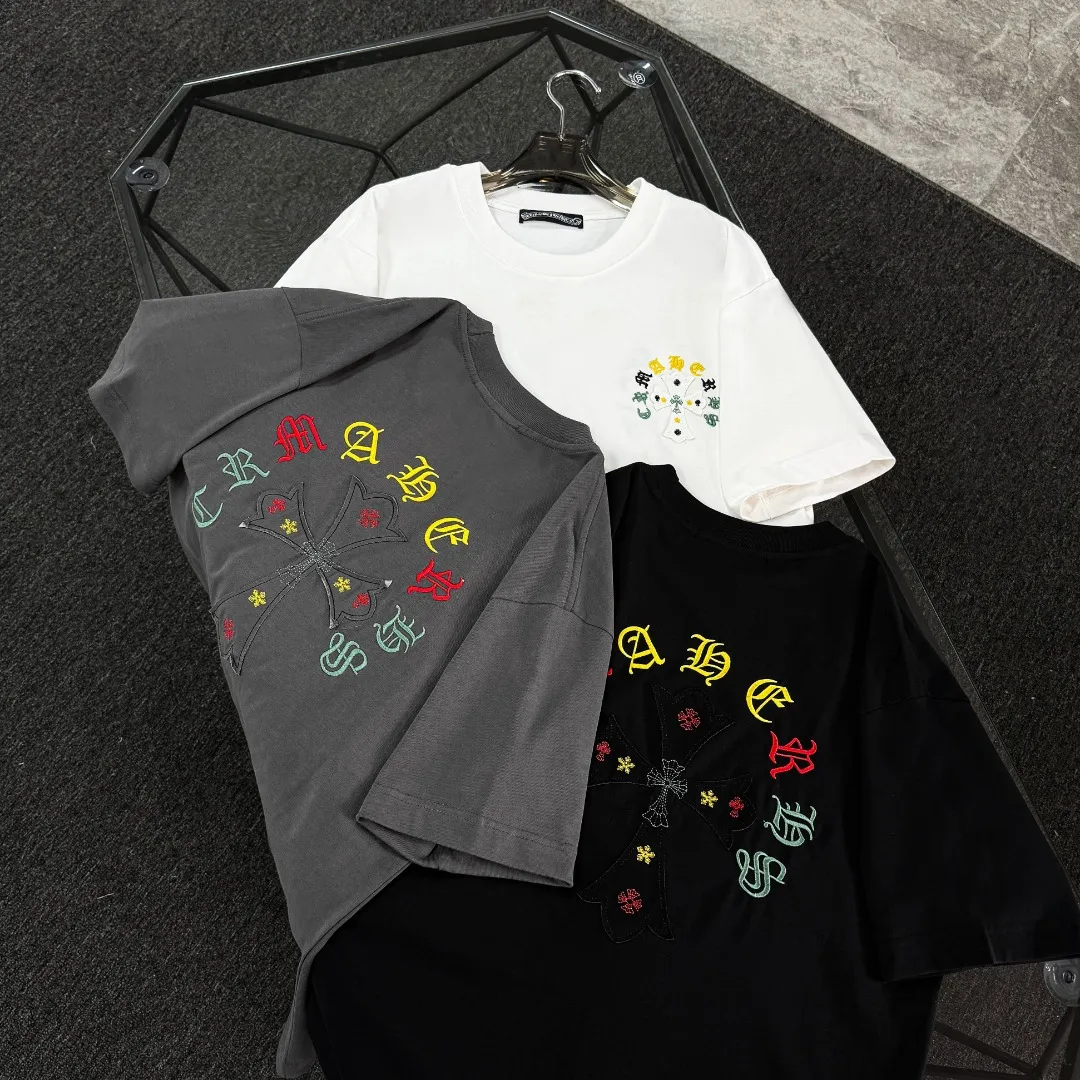 P180 Chrome Hearts 25 high version fabrics made of 300g high-density cotton, no deformation, no shrinkage, complete with three labels, same style for men and women, process: patch embroidery, color: white, black, gray SIZE: S-XL